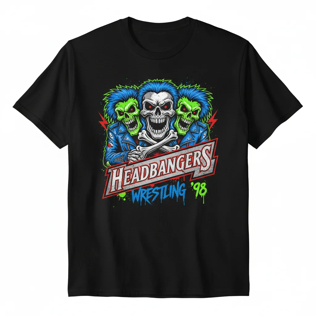 Headbangers Wrestling 1998 Men's Heavyweight T-Shirt - Black (Size S)