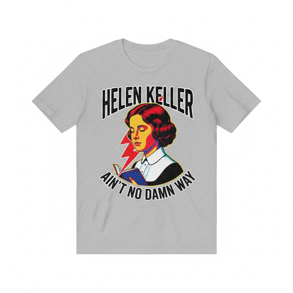 Helen Keller Ain't No Damn Way Shirt | Funny Meme Graphic Tee | Novelty Cotton T-Shirt