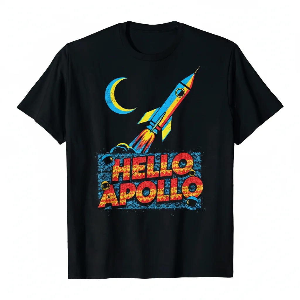 Hello Apollo 11 (The Shining) Sweater Texture T-Shirt - Danny Torrance Fan Tee
