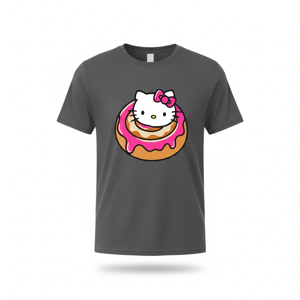 Embrace Sweetness: Hello Kitty Cinnamon Roll Art T-Shirt