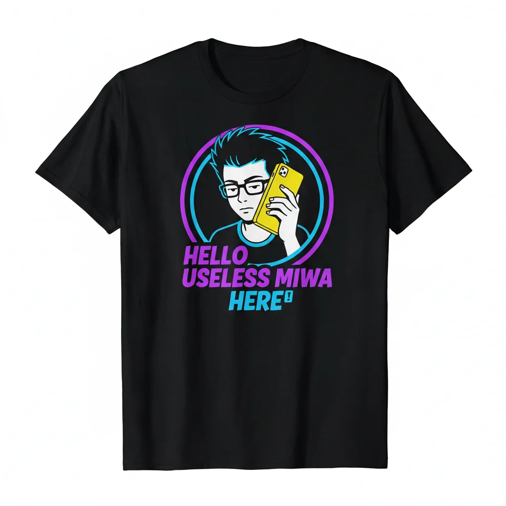 Hello Useless Miwa Here 1 Sarcastic Cotton T-Shirt | Funny Anime Graphic Tee