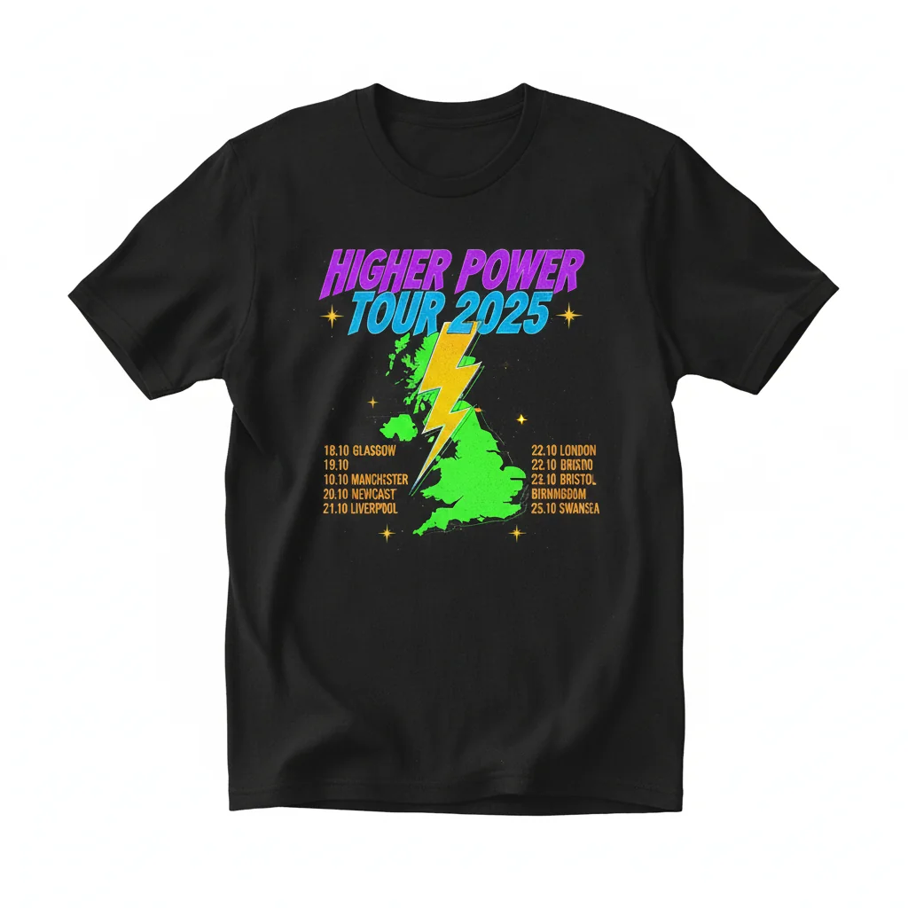 Higher Power Tour 2025 UK Official Fan Tee - Durable & Fade-Resistant
