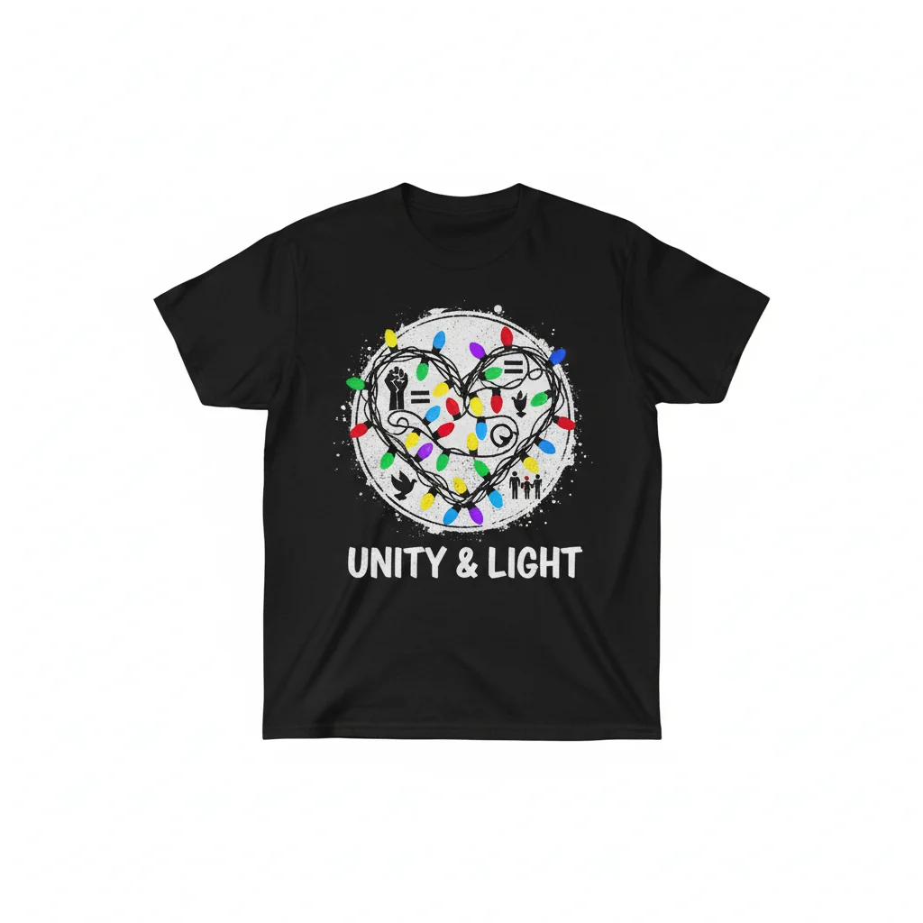 Durable & Vibrant 'Holiday Lights and Human Rights' Christmas Shirt