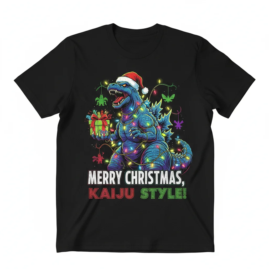 Durable & Vibrant 'Merry Christmas Godzilla' Essential T-Shirt – Perfect Holiday Gift