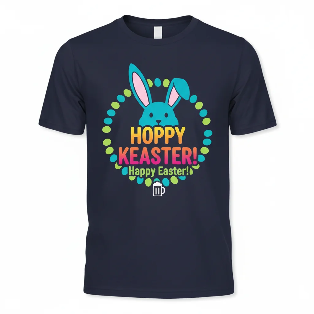 Durable & Vibrant "Hoppy Keaster!" Funny Easter Bunny Unisex T-Shirt – Fade-Resistant Comfort