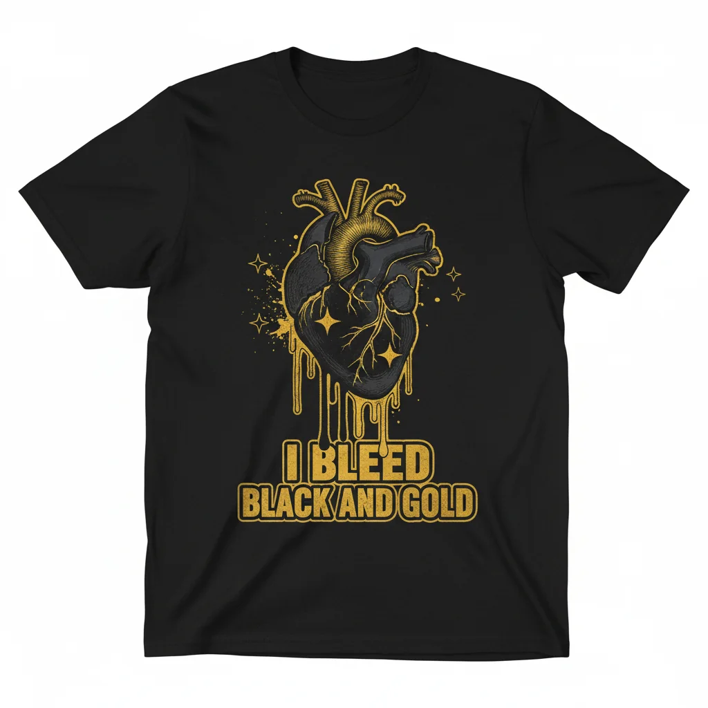 Durable "I Bleed Black and Gold Pittsburgh Steelers Heart" Premium Tee