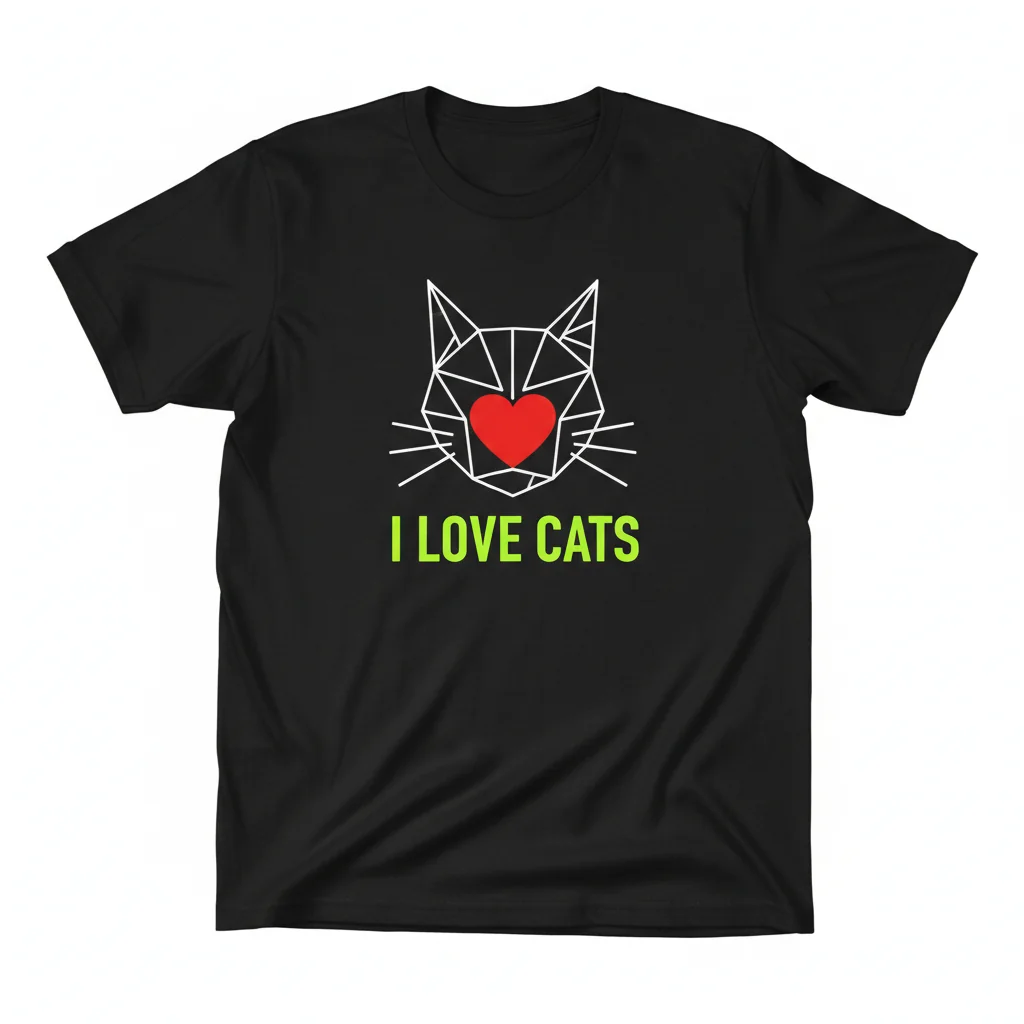 Camiseta Esencial "I ❤️ CATS I LOVE CATS I HEART CATS" – 100% Algodón Peinado para Amantes de los Gatos