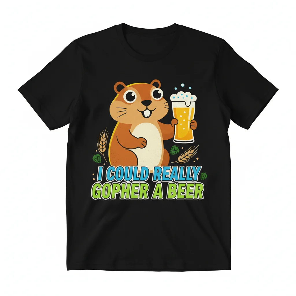 Divertido "I Could Really Gopher A Beer" Camiseta Esencial - 100% Algodón Ring-Spun, Ajuste Minorista