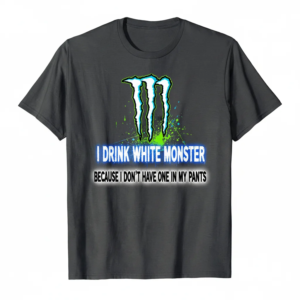 White Monster Energy Drink Funny Phrase Unisex T-Shirt