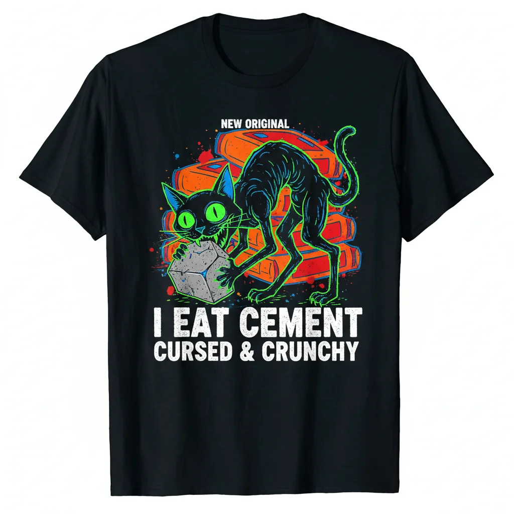 Cursed Cat 'I Eat Cement' Essential Tee