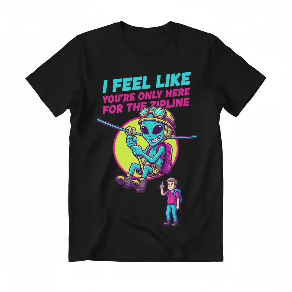 Funny Zipline T-Shirt - 'Only Here for the Zipline' Essential Cotton Tee