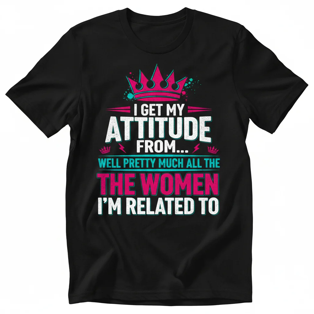 Mi Actitud Viene De Todas Las Mujeres De Mi Familia - Camiseta Esencial Duradera y Cómoda