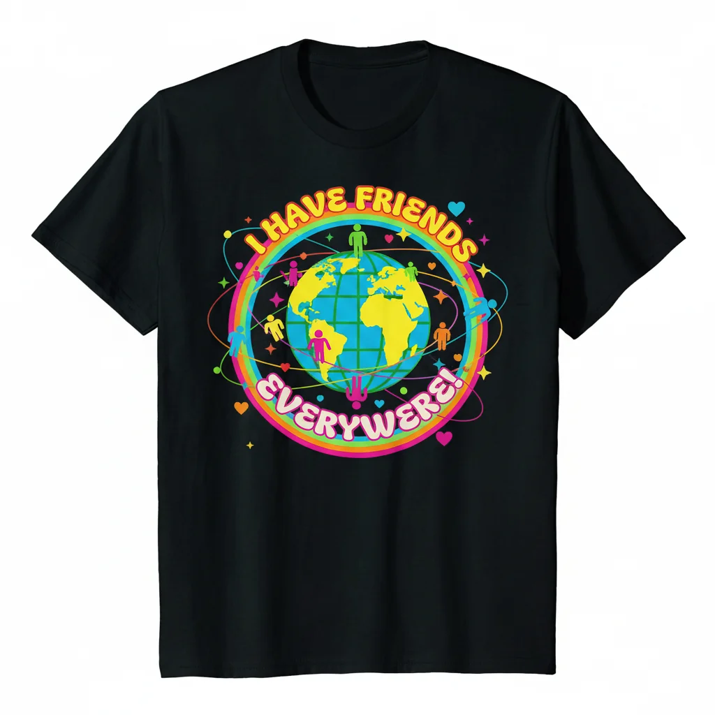 Bright "I Have Friends Everywhere" Essential T-Shirt - Unisex 100% Ring-Spun Cotton Tee