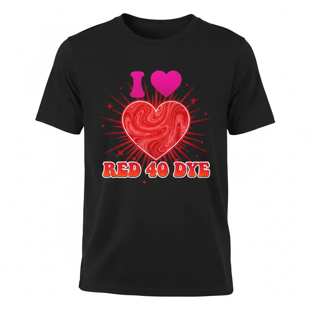 I Heart Red 40 Dye Funny Food Coloring Slogan T-Shirt - Essential Unisex Tee