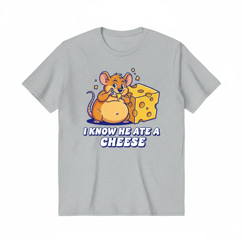 Divertida Camiseta "I Know He Ate a Cheese" – 100% Algodón Ring-Spun, Ajuste Retail