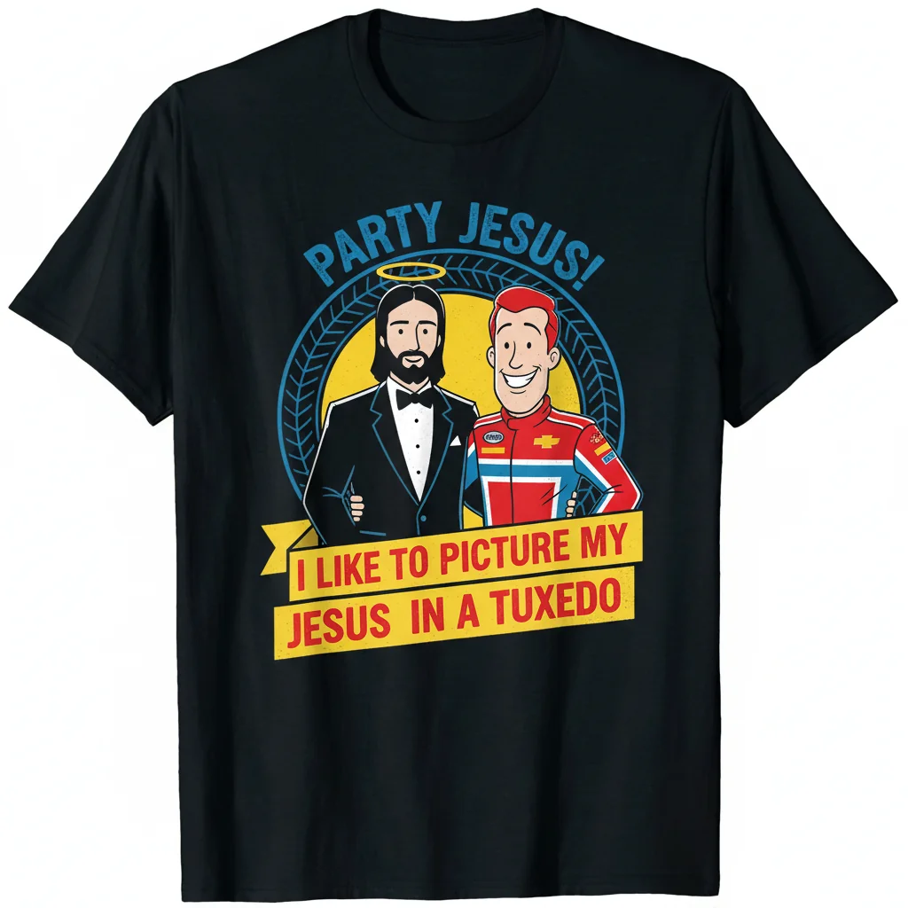 Jesus In a Tuxedo Talladega Nights T-Shirt - Ricky Bobby Quote Tee