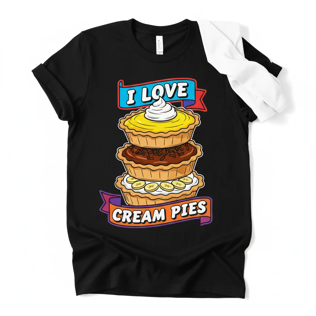 Camiseta 'I Love Cream Pies' – Diseño Divertido de Manga Corta para Hombre y Mujer