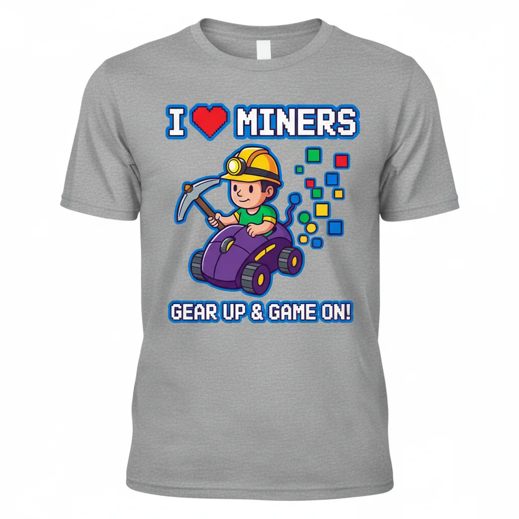I Love Miners Red Heart T-Shirt - Funny Mining Gamer Gear