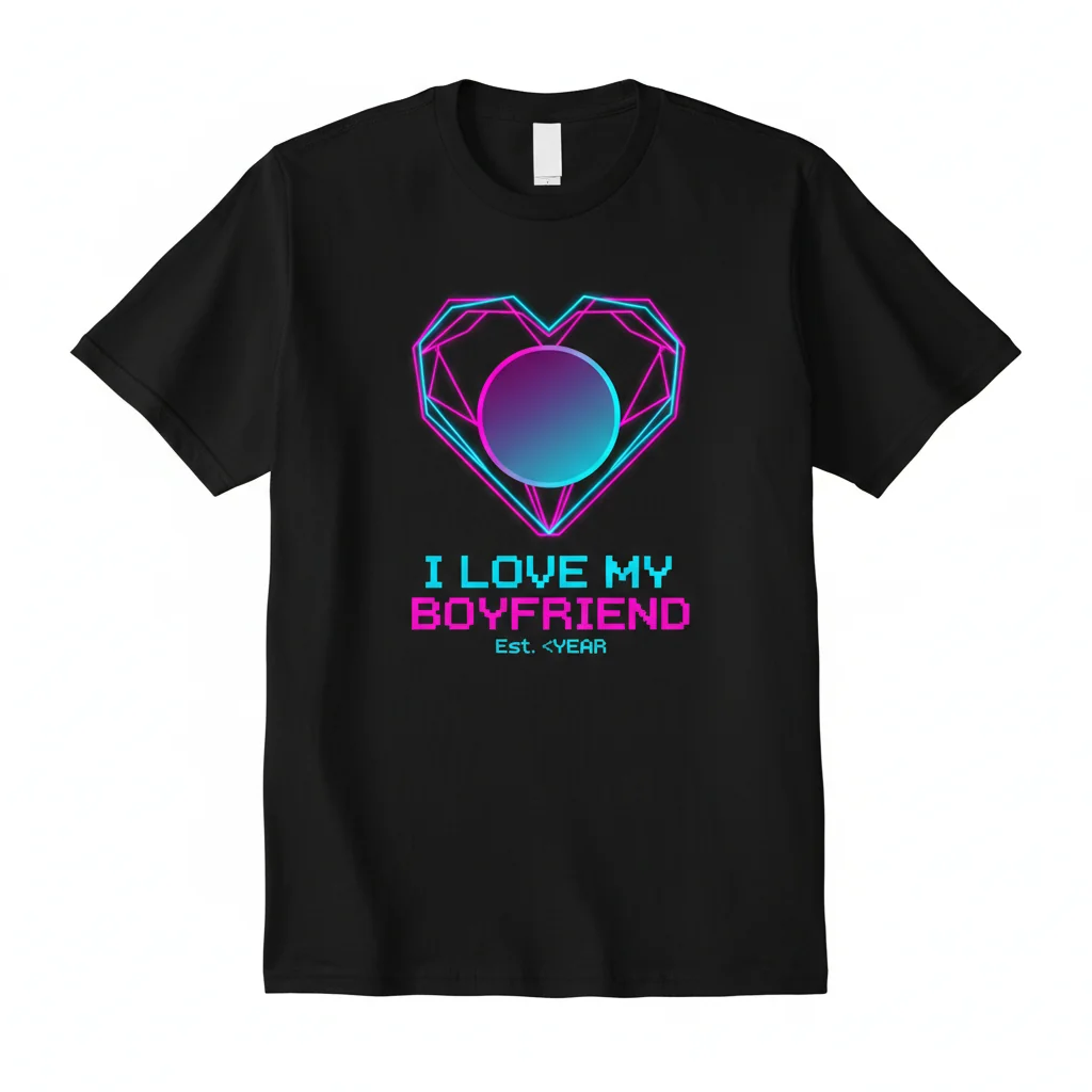 Personalized "I Love My Boyfriend" Custom Photo T-Shirt | Men's Heavyweight Black