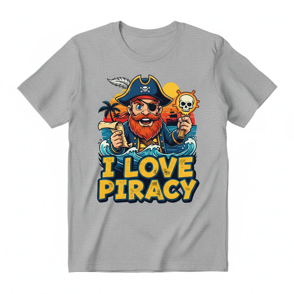 I LOVE PIRACY" Essential T-Shirt - Premium Cotton Graphic Tee