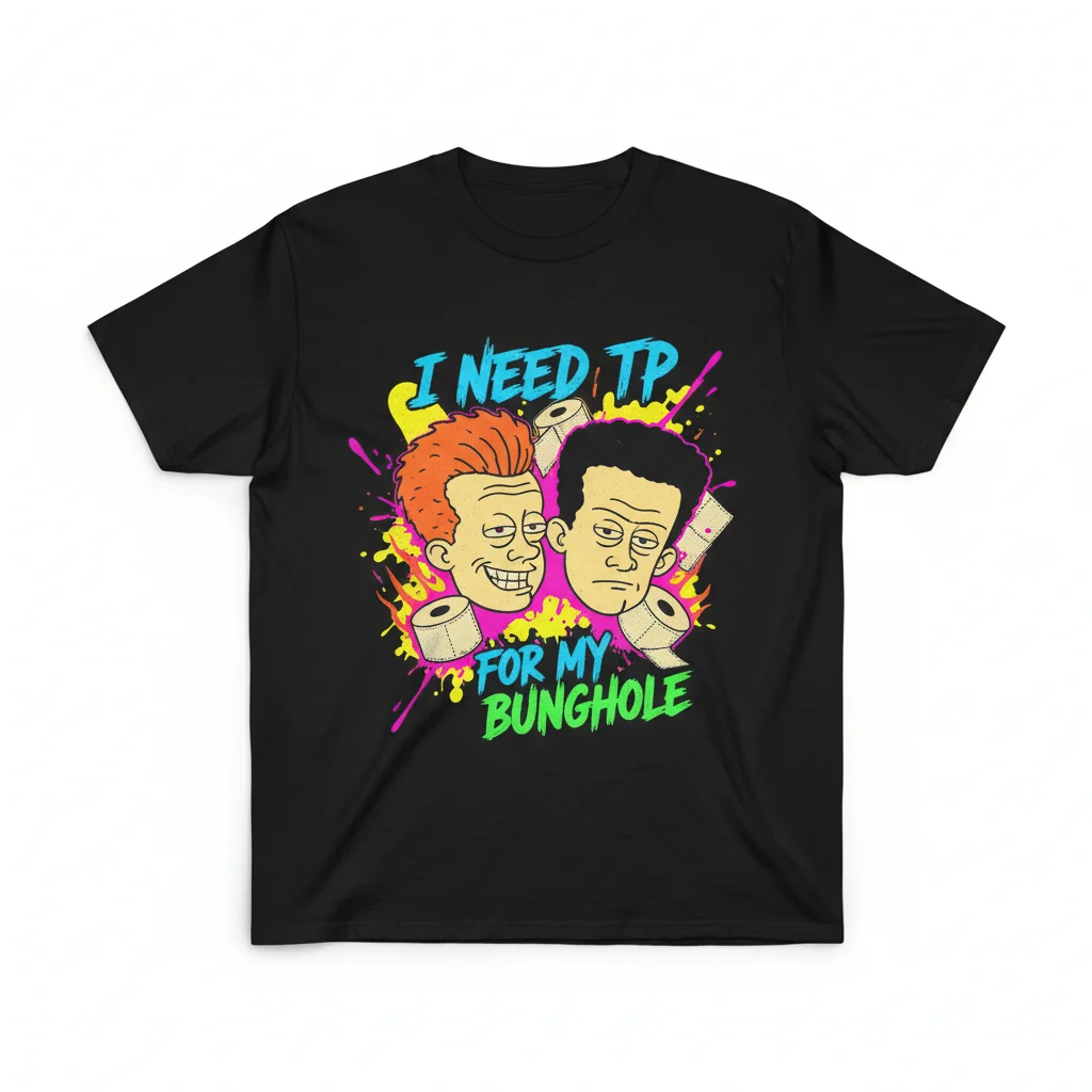 Beavis and Butthead "I Need TP For My Bunghole" Essential T-Shirt - Iconic 90s MTV Comedy Tee