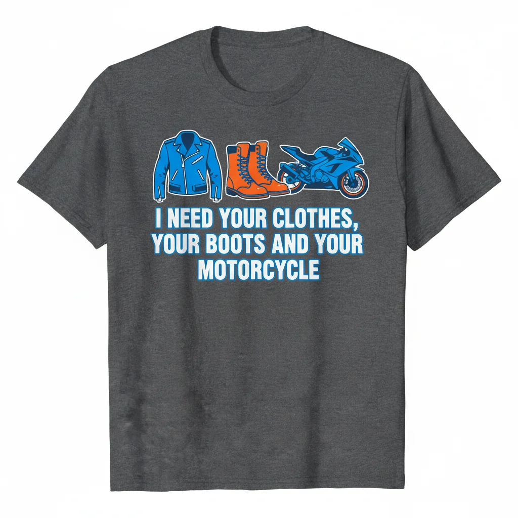 The Icon's Ride: 'Clothes, Boots & Motorcycle' Premium Tee