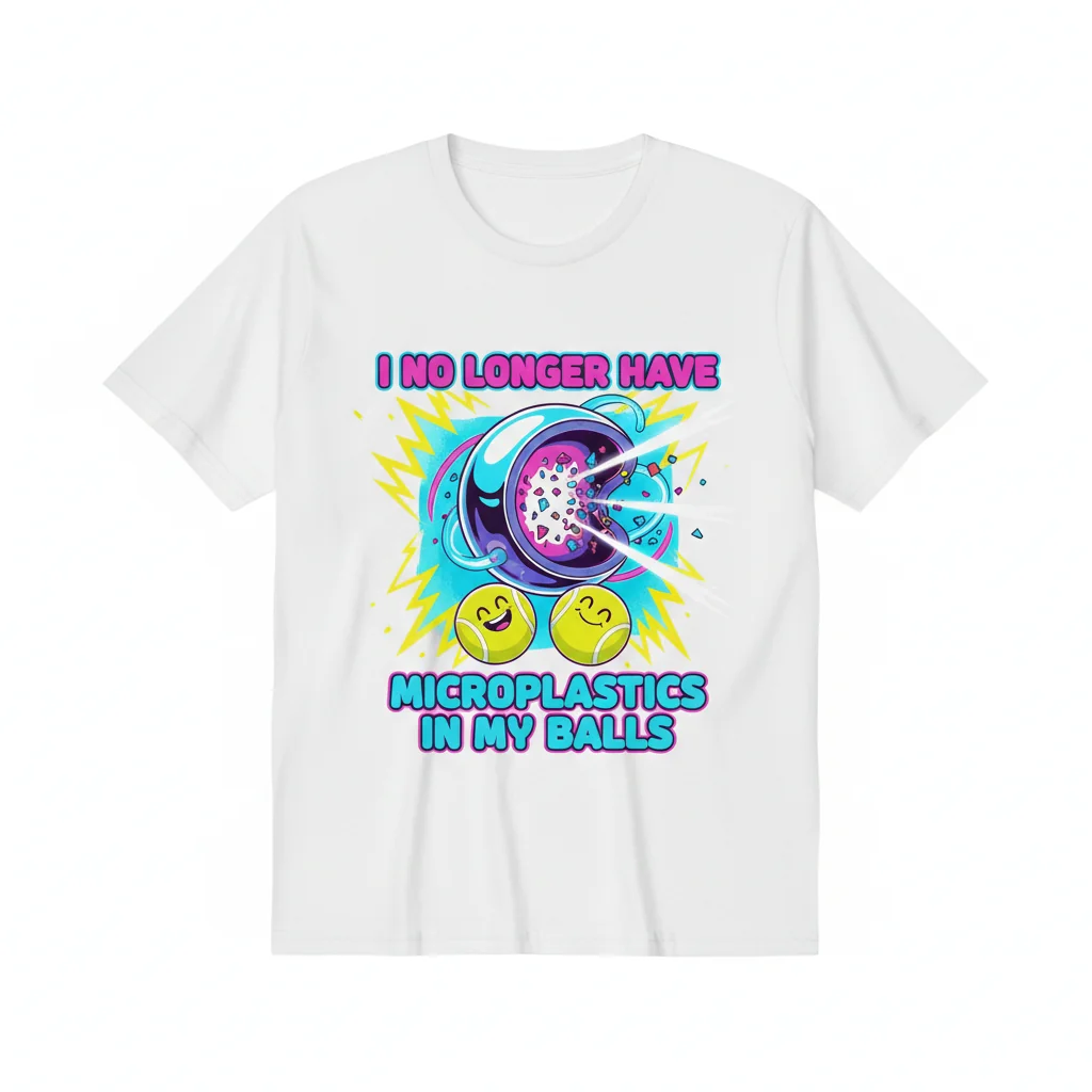 Microplastics Free Humor T-Shirt: Funny Meme Essential Tee - 100% Cotton, Retail Fit