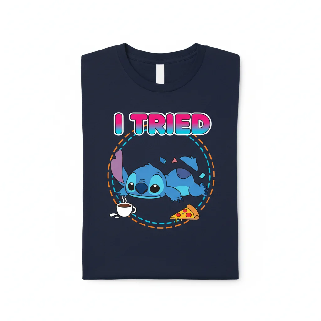I Tried Stitch Essential T-Shirt – Premium Cotton Graphic Tee for Fans