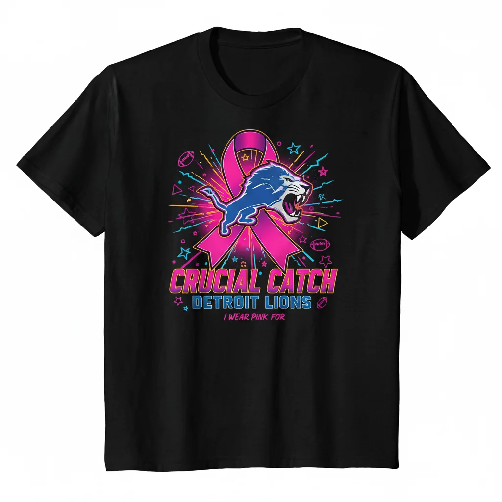 Detroit Lions Pink Crucial Catch T-Shirt - Support & Style