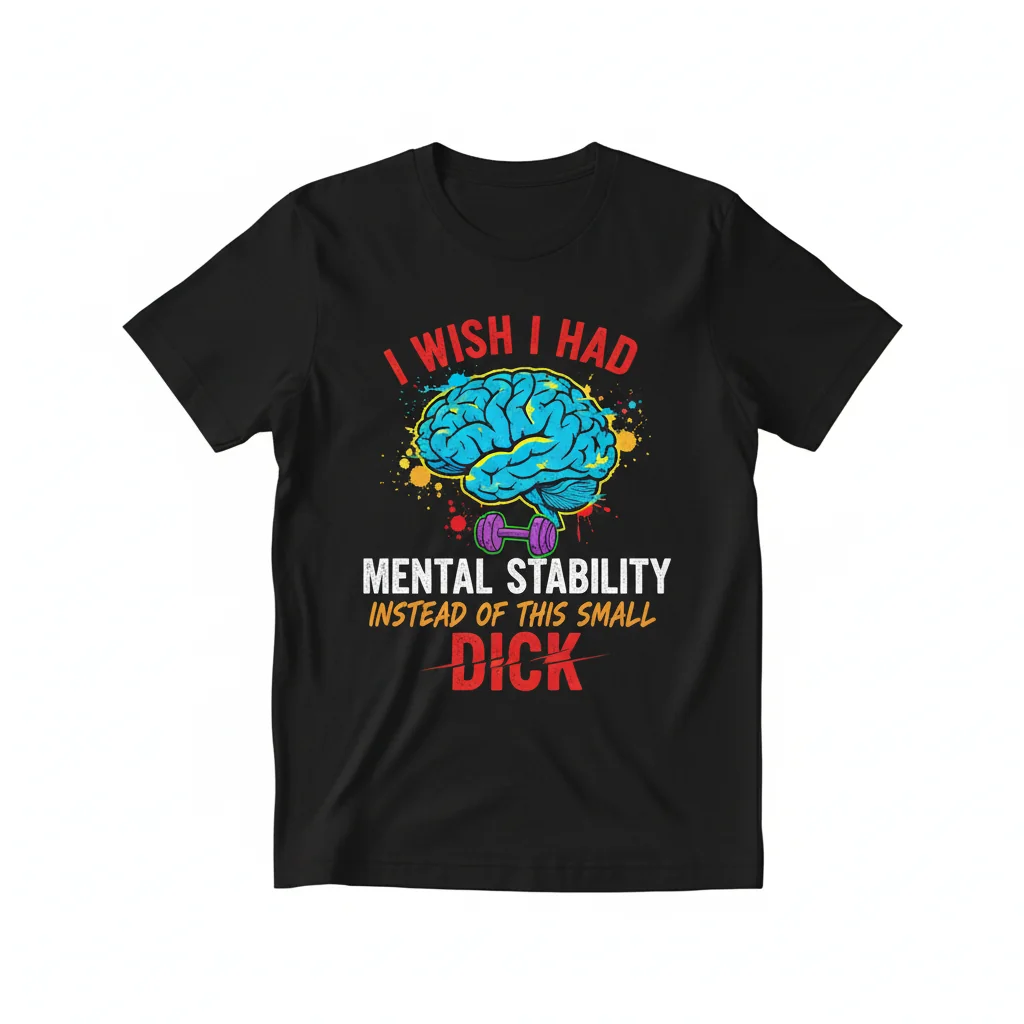 Camiseta de Algodón 'Mental Stability Not Small Dick' - Diseño Exclusivo