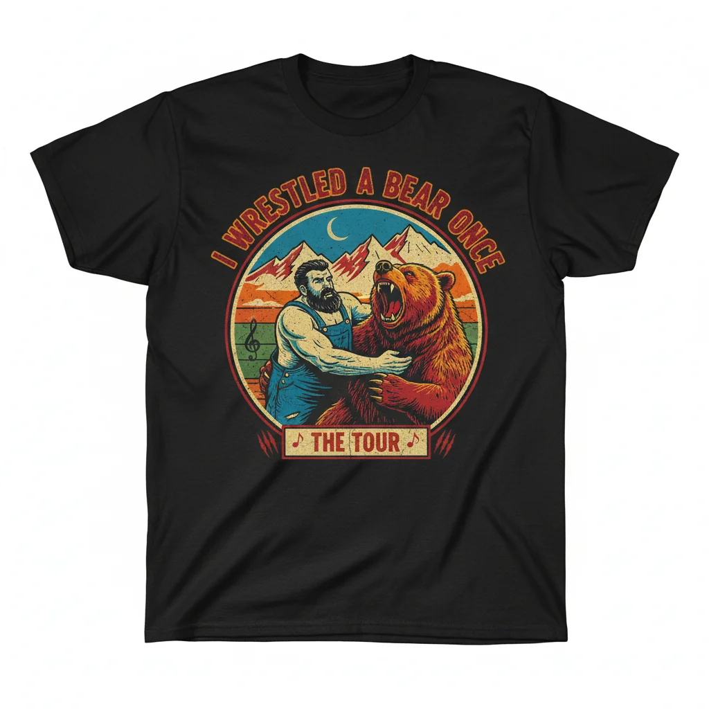 I Wrestled A Bear Once Band Poster T-Shirt | Premium Cotton Graphic Tee