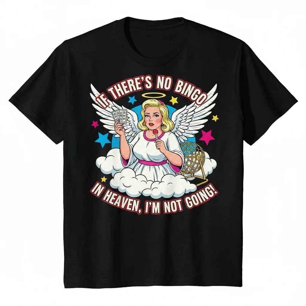 Bingo in Heaven Slogan T-Shirt - Funny Essential Tee for Bingo Lovers