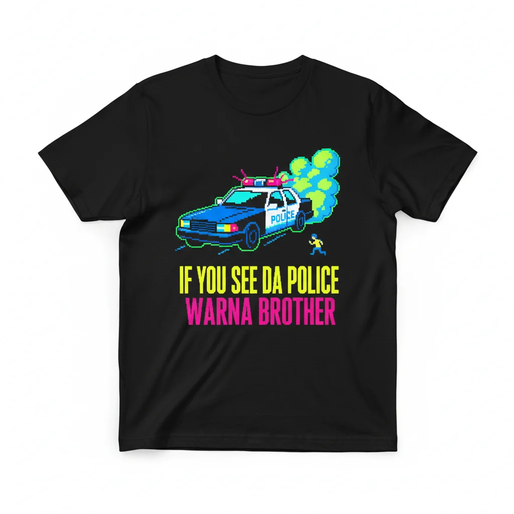 Police Warning Graphic T-Shirt | Funny 'Warn A Brother' Tee | Men's & Women's Cotton Shirt