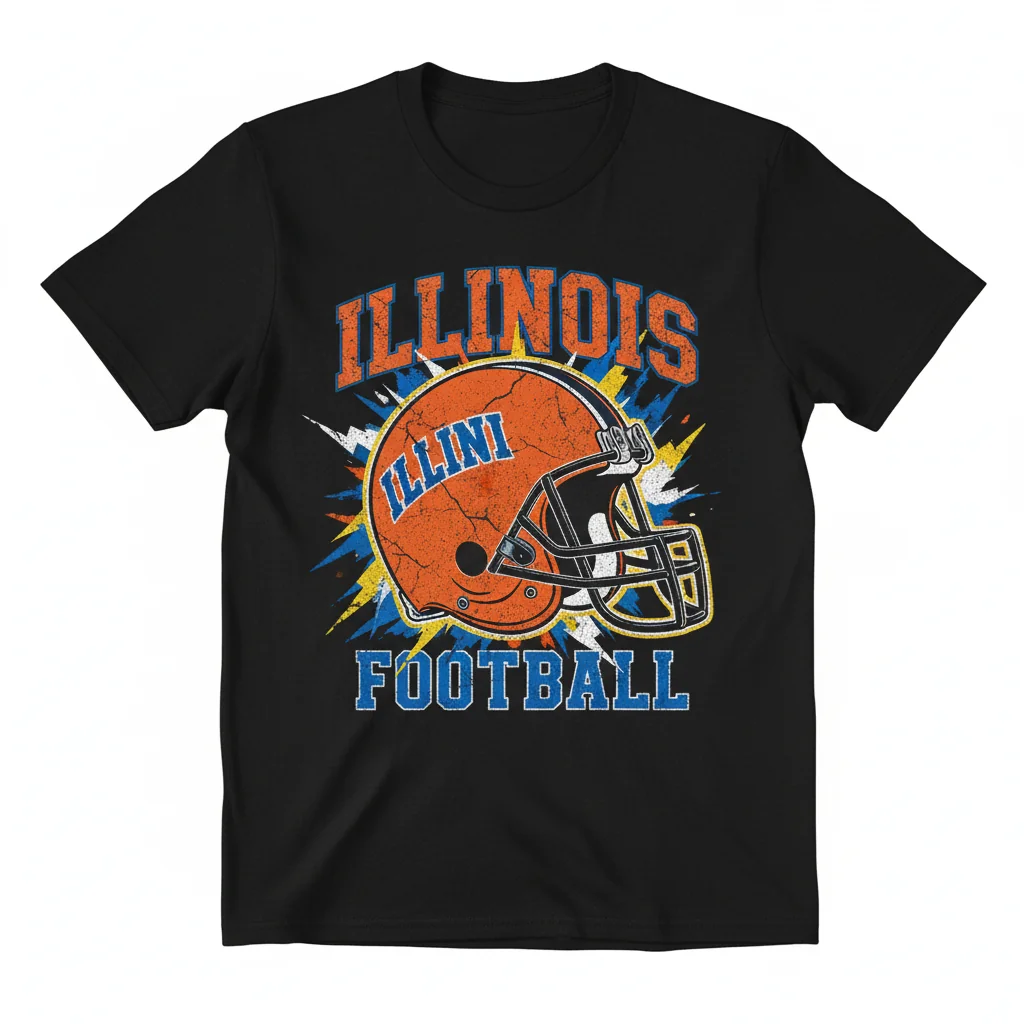 Vintage Illinois Fighting Illini Football Helmet T-Shirt