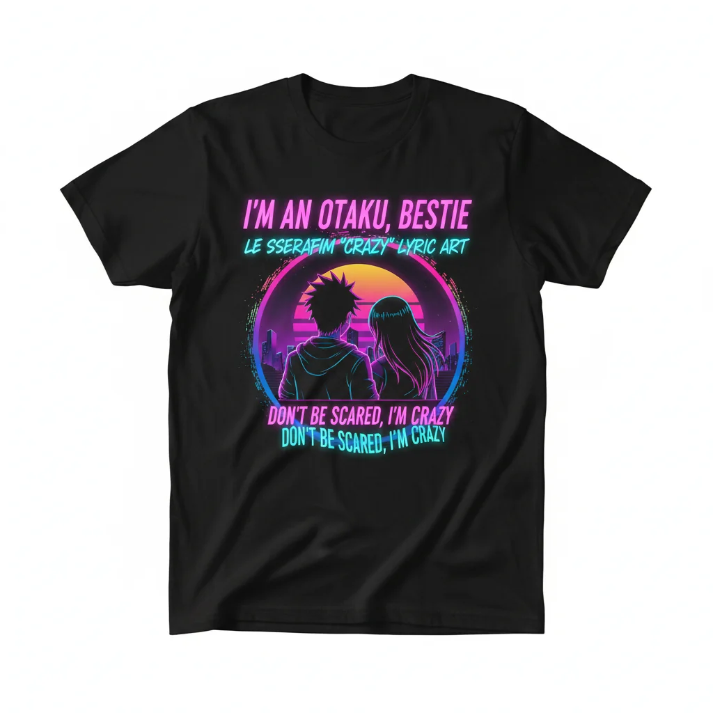 LE SSERAFIM 'CRAZY' Lyric Art "I'm an Otaku, Bestie" Essential T-Shirt – Unmatched Durability & Comfort