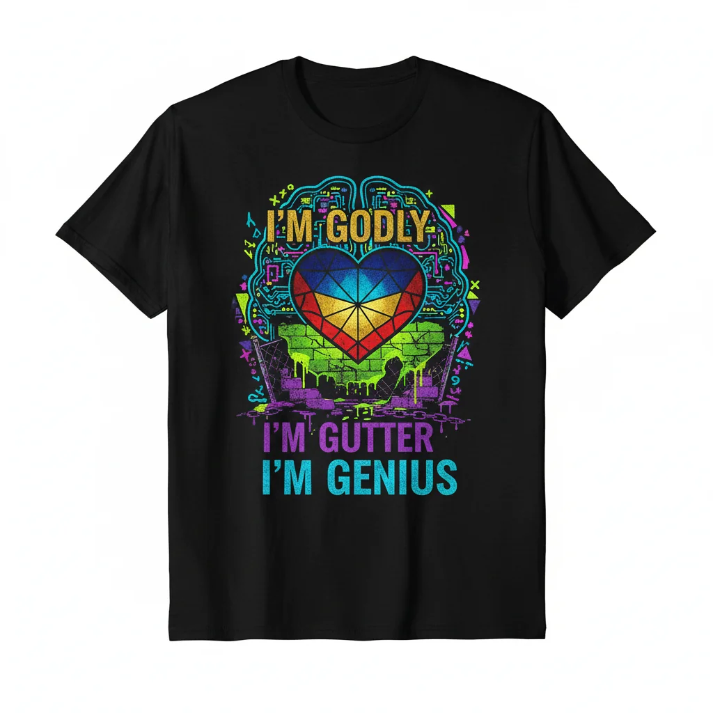 Camiseta "I’m Godly I’m Gutter I’m Genius" - Estilo Único