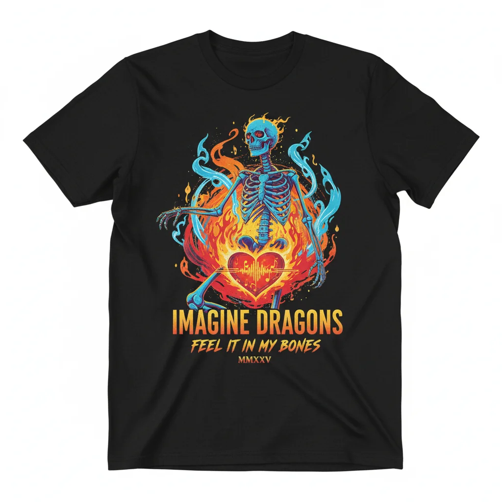 Imagine Dragons 'Feel It In My Bones' 2025 Skeleton Art Tee