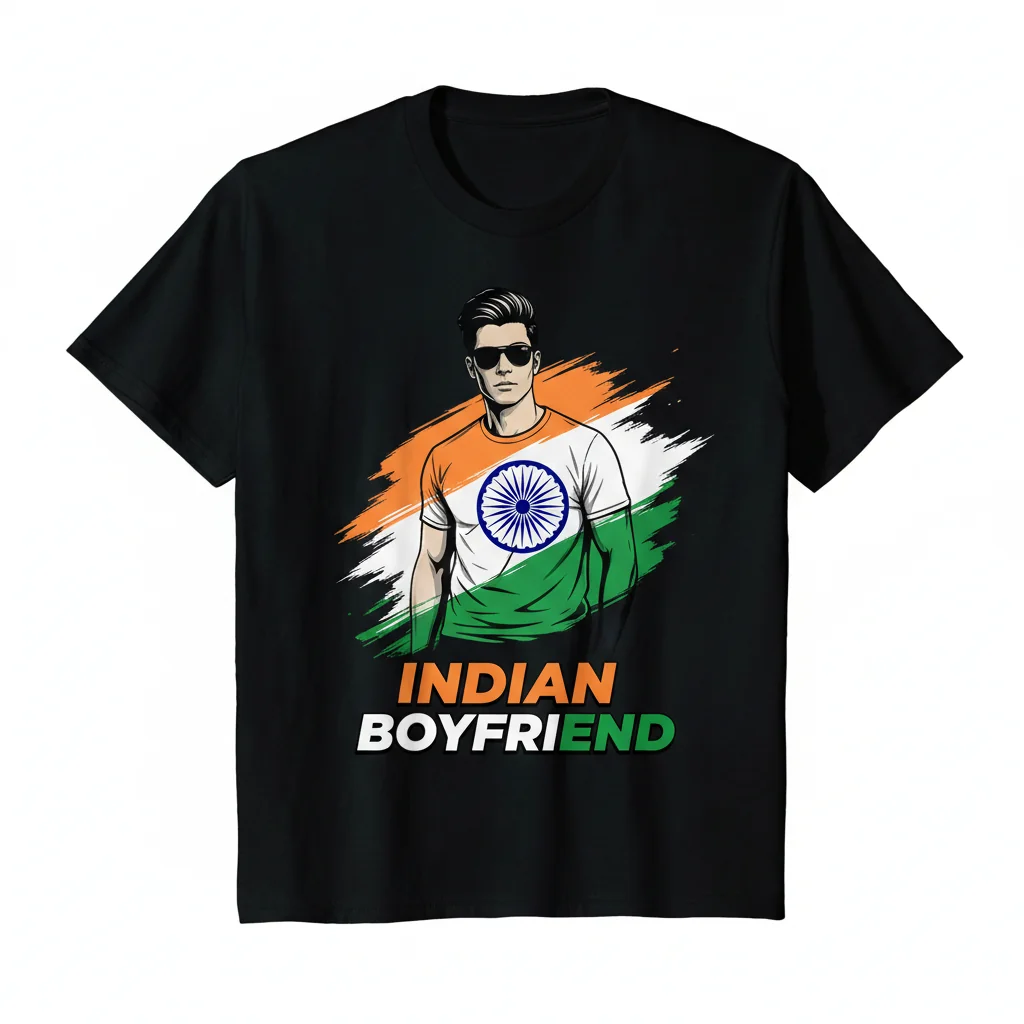 Indian Boyfriend T-Shirt with India Flag Graphic | Unisex Cotton Tee