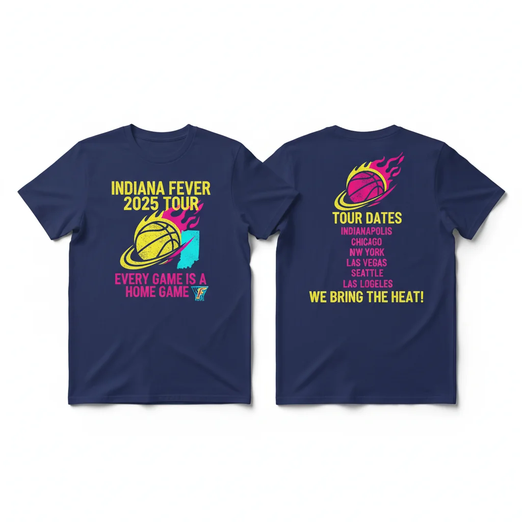 Indiana Fever 2025 Tour T-Shirt | Every Game is a Home Game | 2-Sided Print
