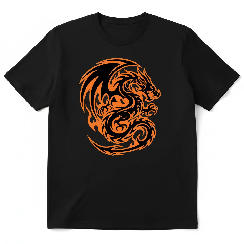 Dragon Fire Tee: Black & Orange Essential