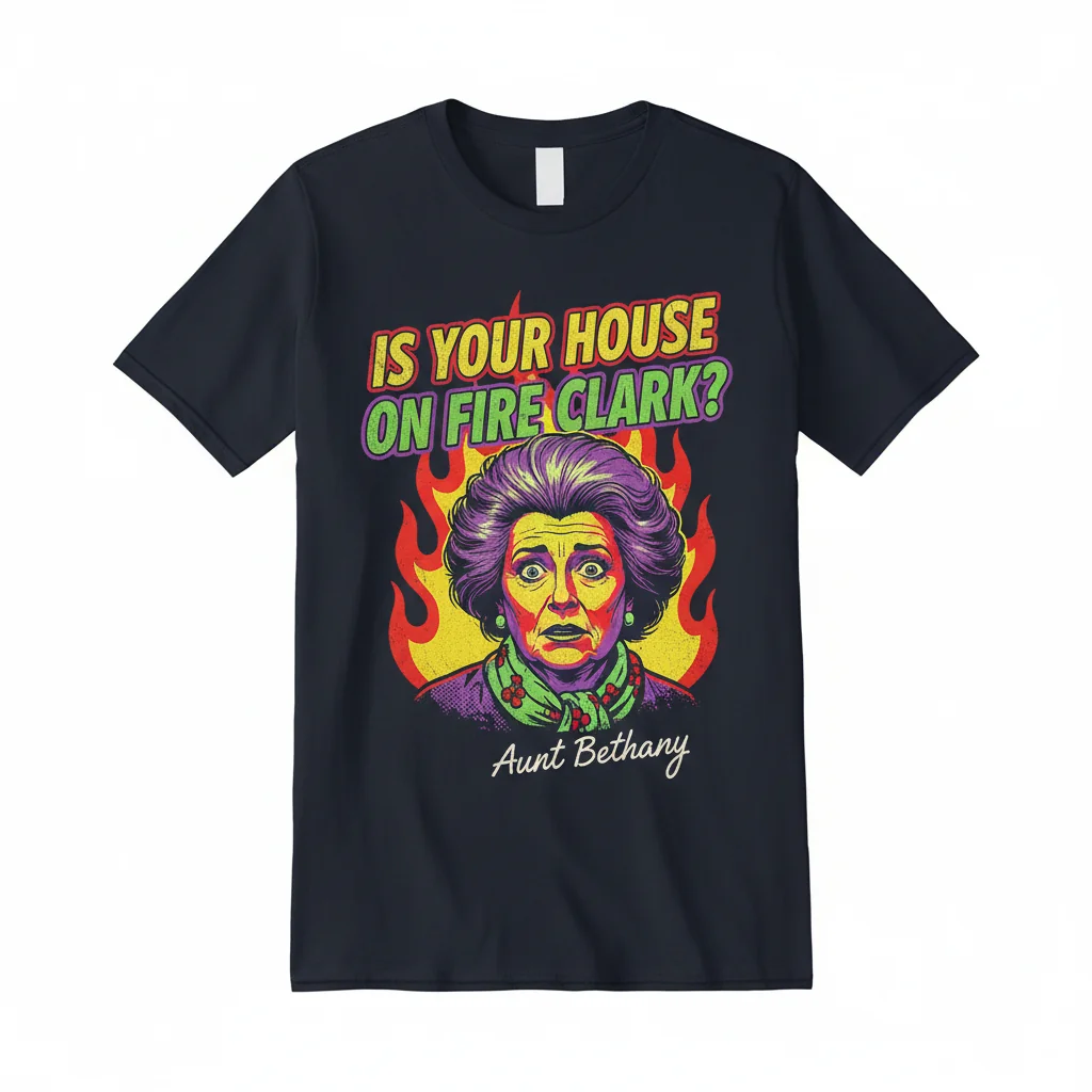 Aunt Bethany's Wisdom: 'Is Your House On Fire Clark?' Essential Christmas Tee