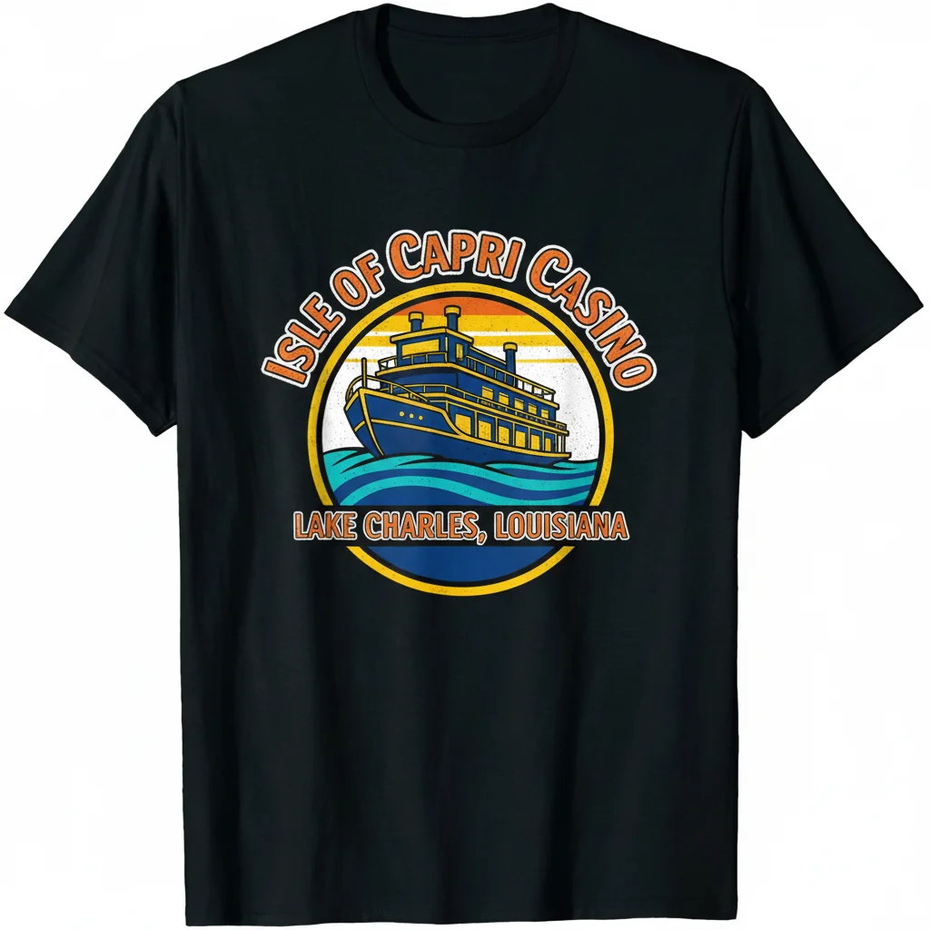 Vintage Isle of Capri Casino Lake Charles Louisiana Logo T-Shirt - Souvenir Collectible Tee