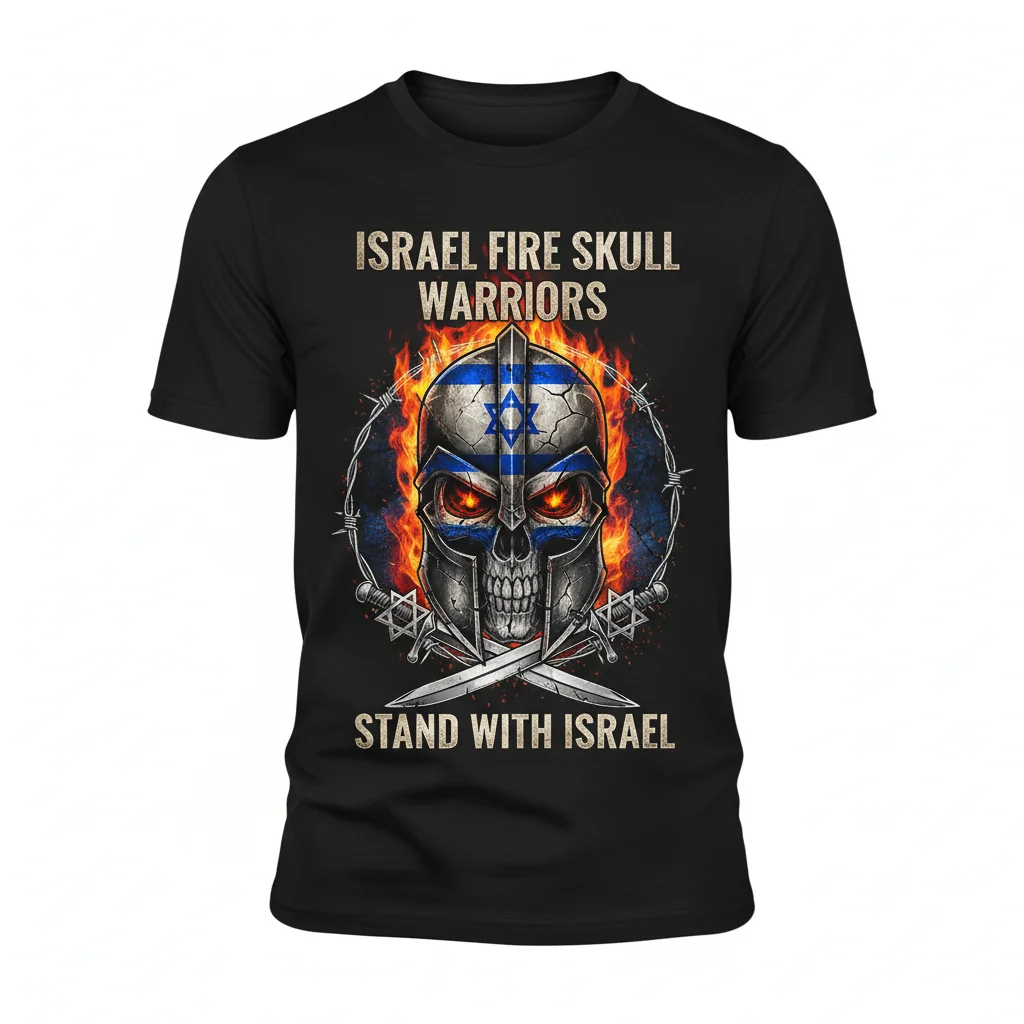 Israel Fire Skull Warriors T-Shirt - Patriotic Stand with Israel Tee