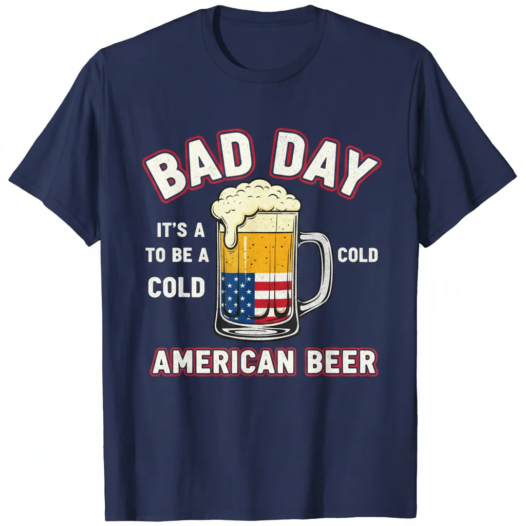 Divertido "Mal día para ser una cerveza americana fría" Camiseta - Algodón Hilado en Anillo Premium
