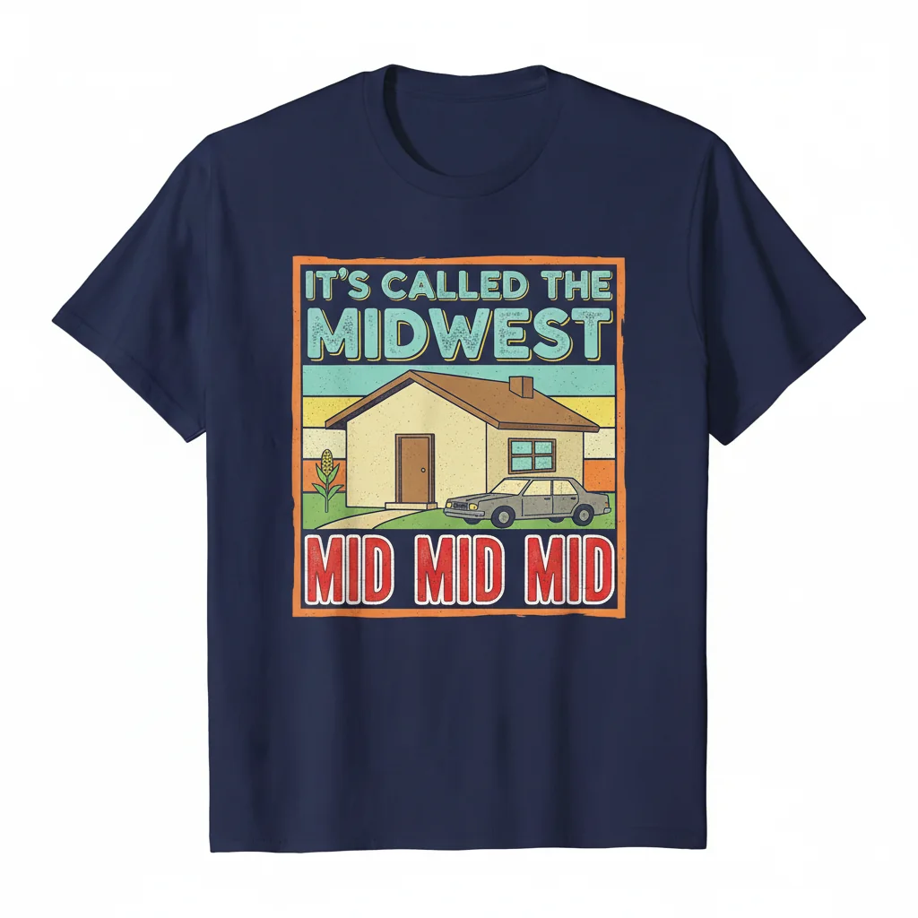 Midwest "MID" TikTok Meme Essential T-Shirt - Navy