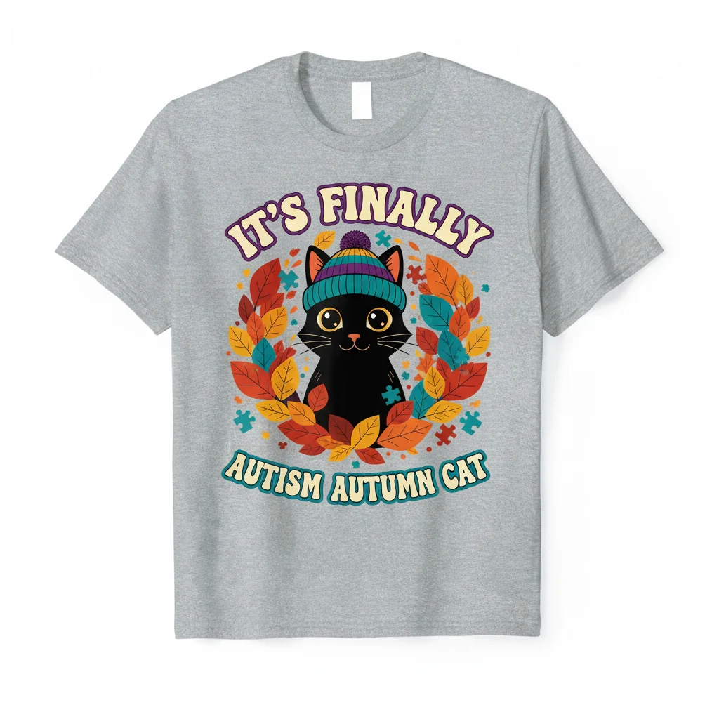Autumn Cat Vibes Tee: Autism Acceptance