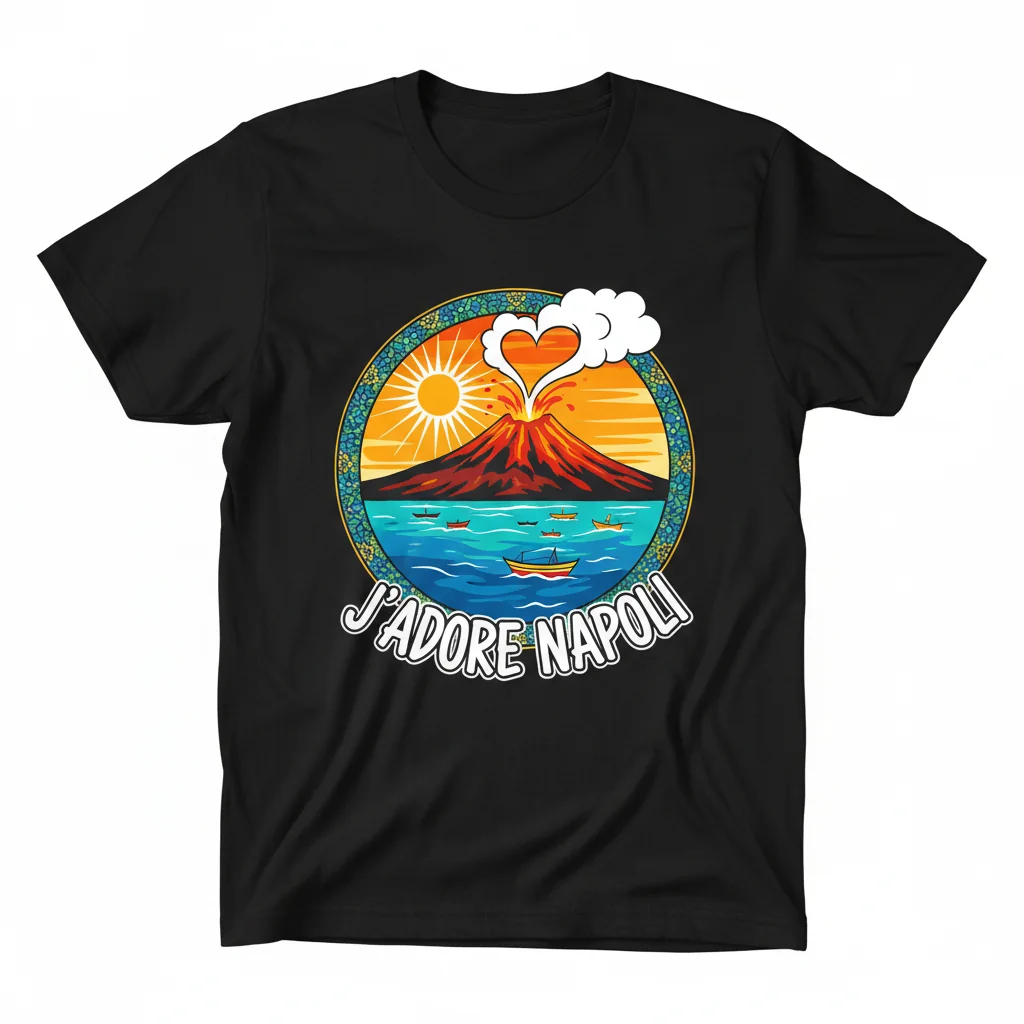 J'ADORE NAPOLI Cœur T-Shirt Essentiel en Coton Filé à Anneaux – Unisexe