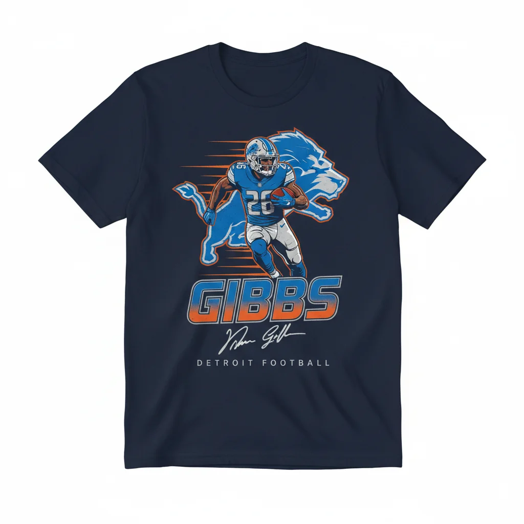 Jahmyr Gibbs Detroit Lions Football Player Signature T-Shirt
