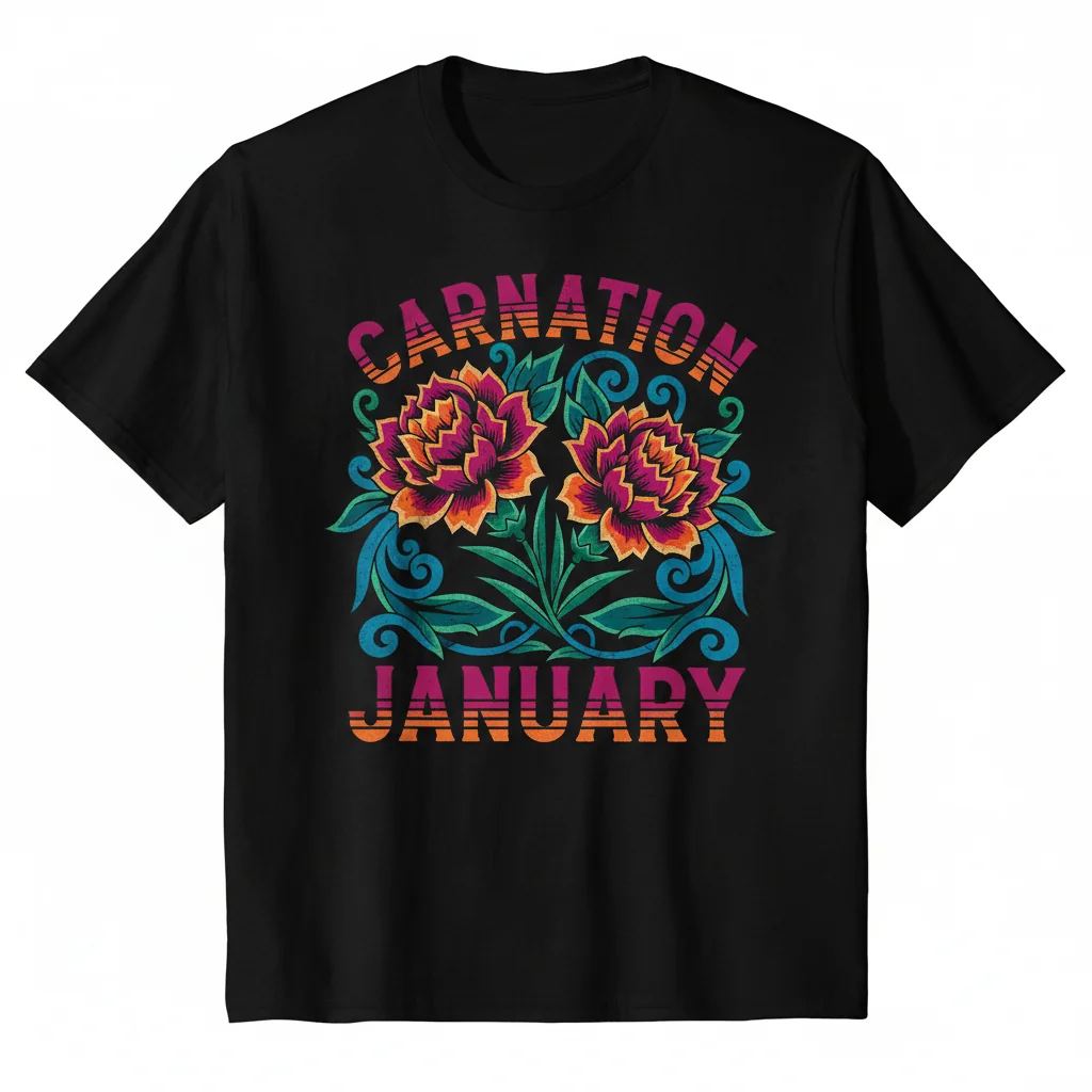 Carnation 'Essentials' Tee: January Birth Flower Drop