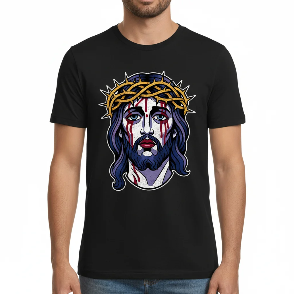 Jesus Christ Crown of Thorns Passion Stencil Unisex T-Shirt